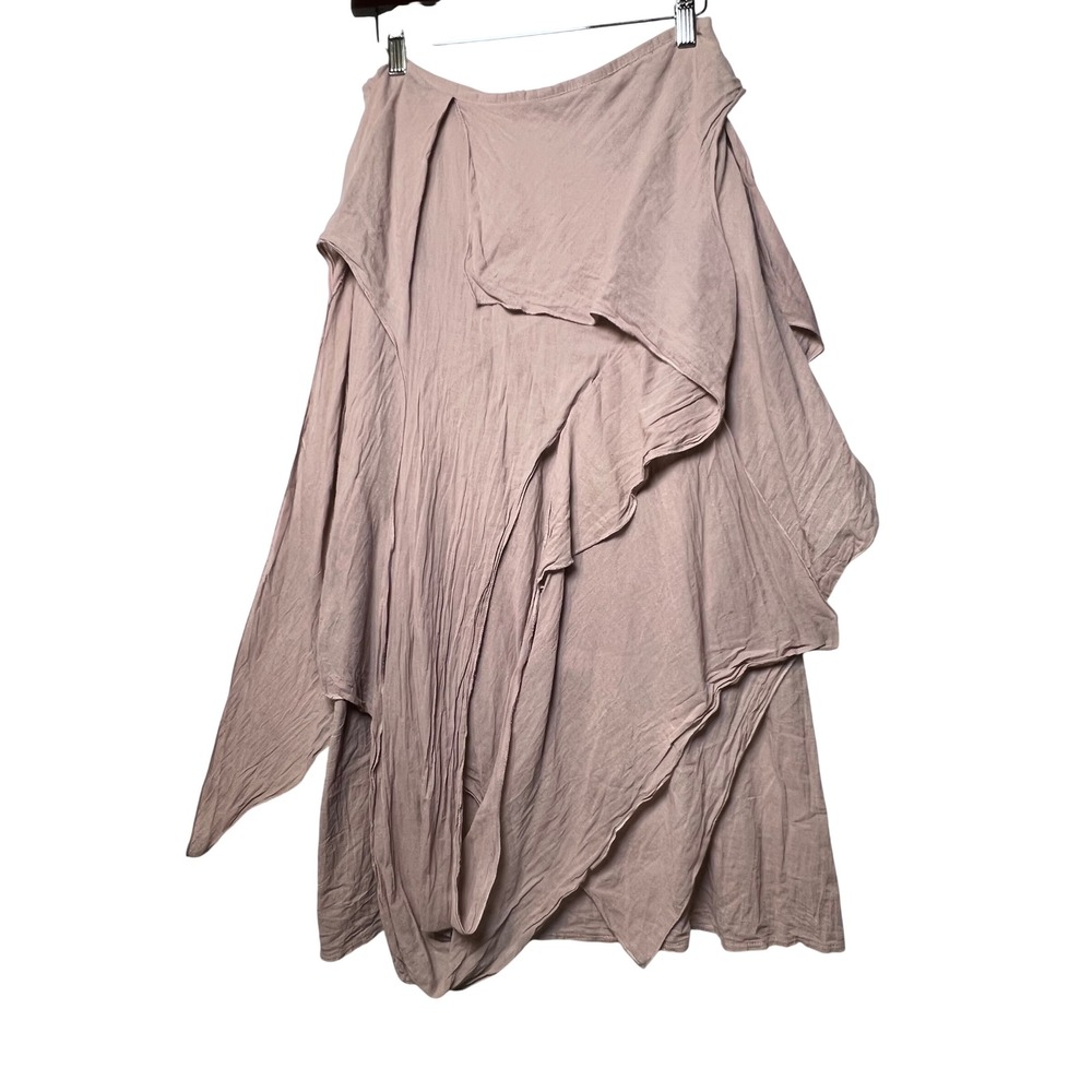 Lauren Vidal Womens Skirt Asymmetric Layered S Mauve Pink Cotton Midi Lagenlook